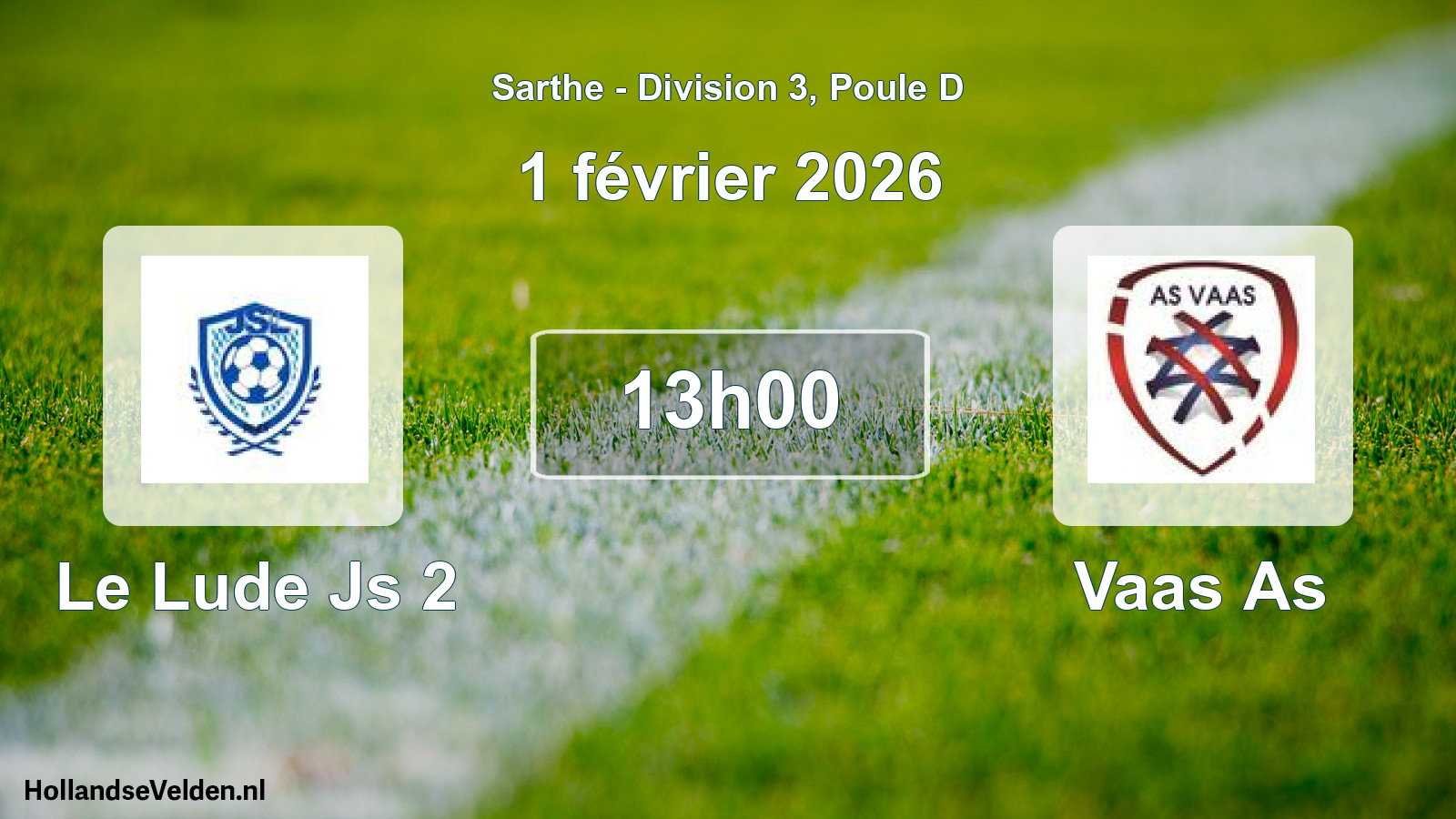 Geplande wedstrijd: Le Lude Js 2 - Vaas As (1 février 2026)