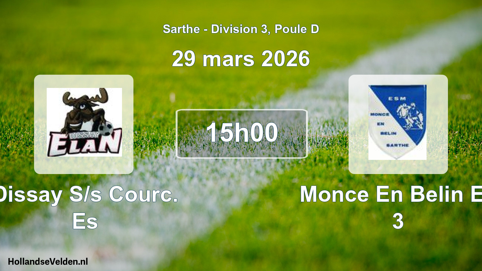Geplande wedstrijd: Dissay S/s Courc. Es - Monce En Belin Es 3 (29 mars 2026)