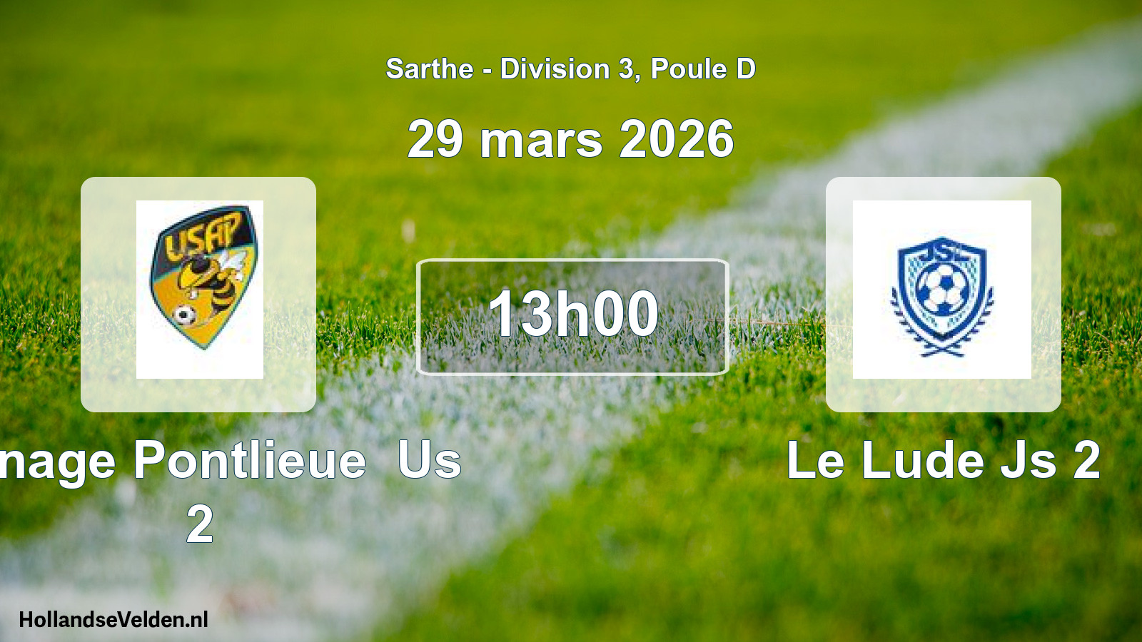 Geplande wedstrijd: Arnage Pontlieue Us 2 - Le Lude Js 2 (29 maart 2026)