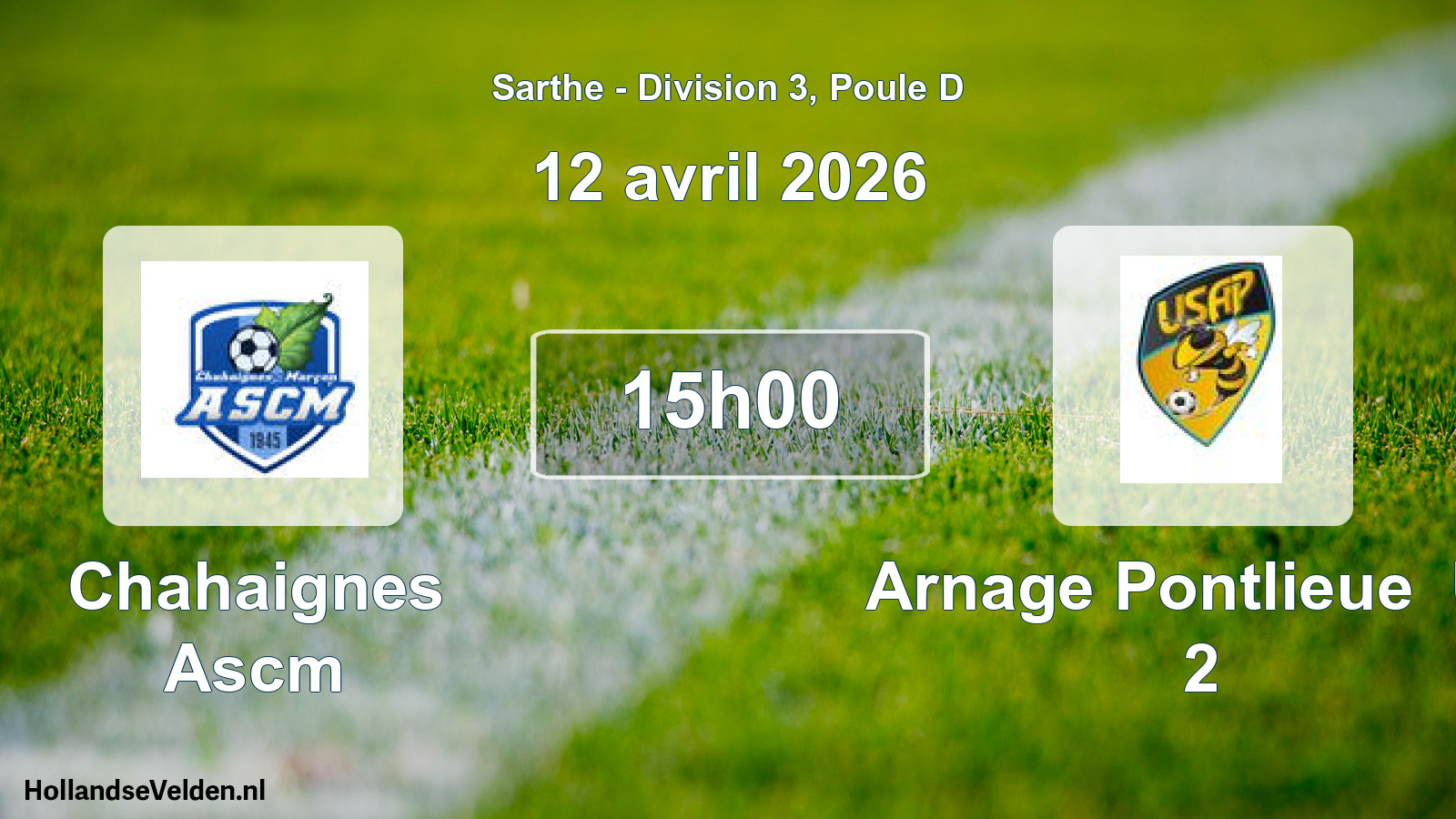 Geplande wedstrijd: Chahaignes Ascm - Arnage Pontlieue Us 2 (12 avril 2026)