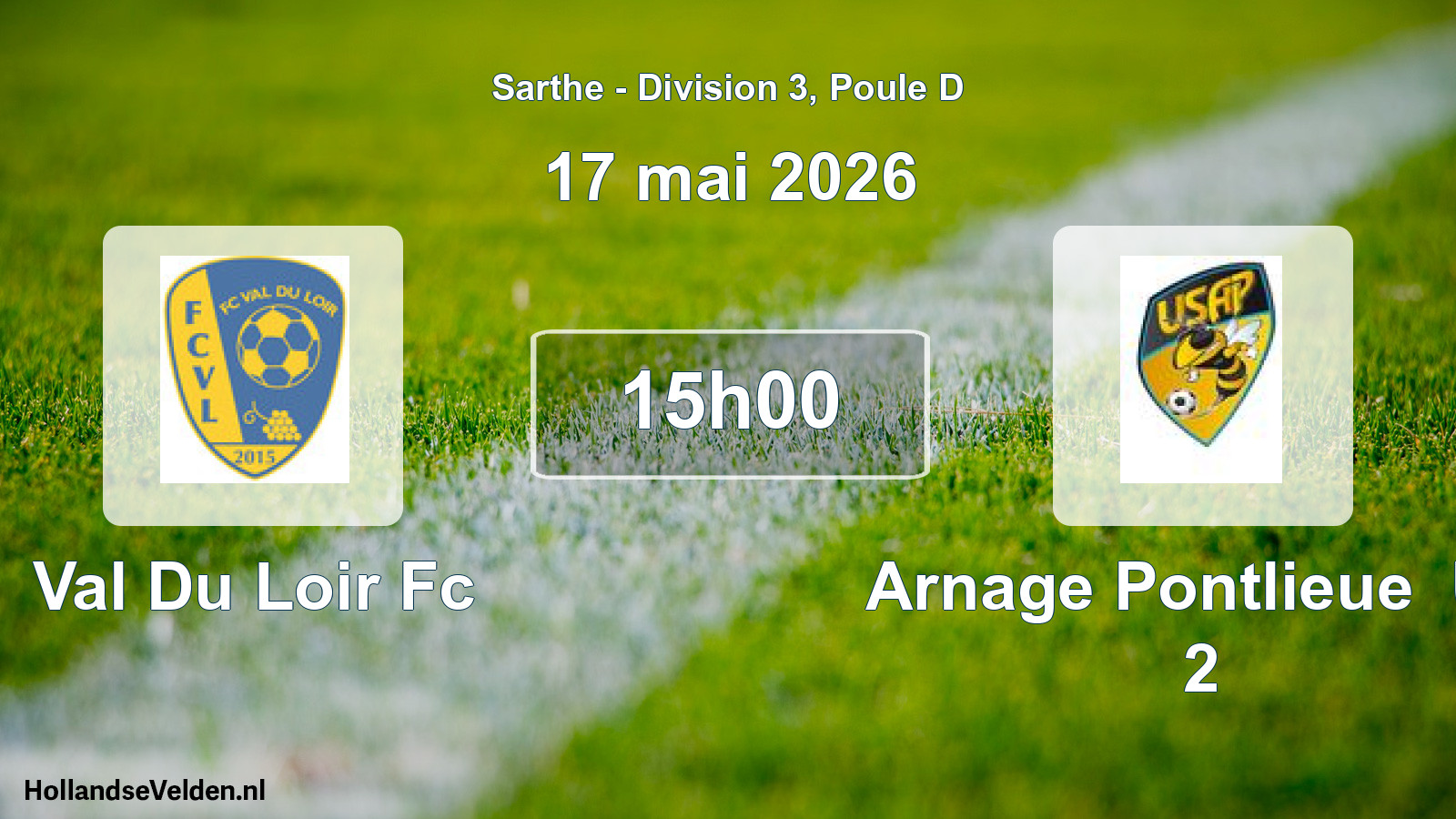 Geplande wedstrijd: Val Du Loir Fc - Arnage Pontlieue Us 2 (17 mai 2026)