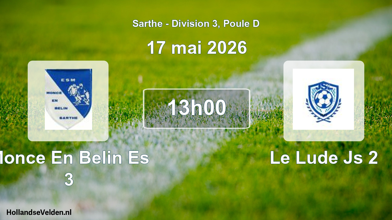 Geplande wedstrijd: Monce En Belin Es 3 - Le Lude Js 2 (17 mai 2026)