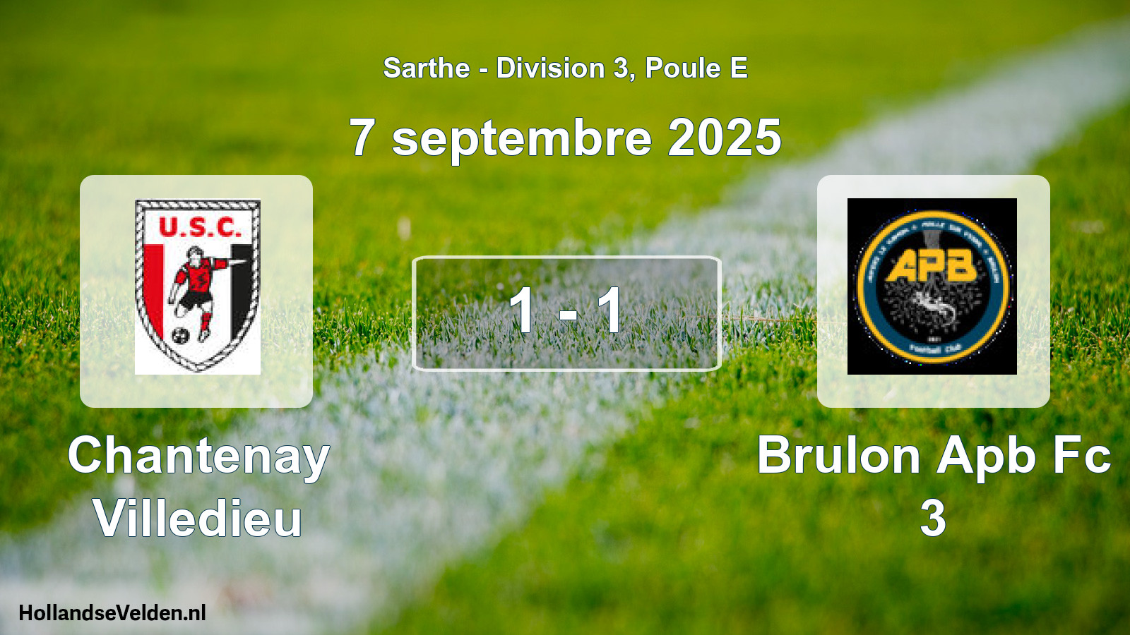 Gespeelde wedstrijd: Chantenay Villedieu - Brulon Apb Fc 3 1 - 1 (7 septembre 2025)