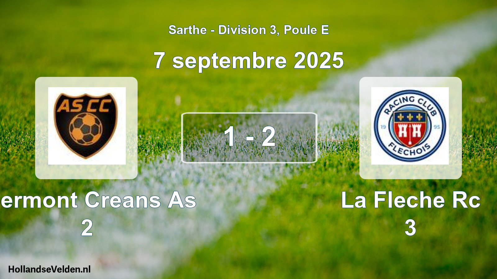 Gespeelde wedstrijd: Clermont Creans As 2 - La Fleche Rc 3 1 - 2 (7 septembre 2025)