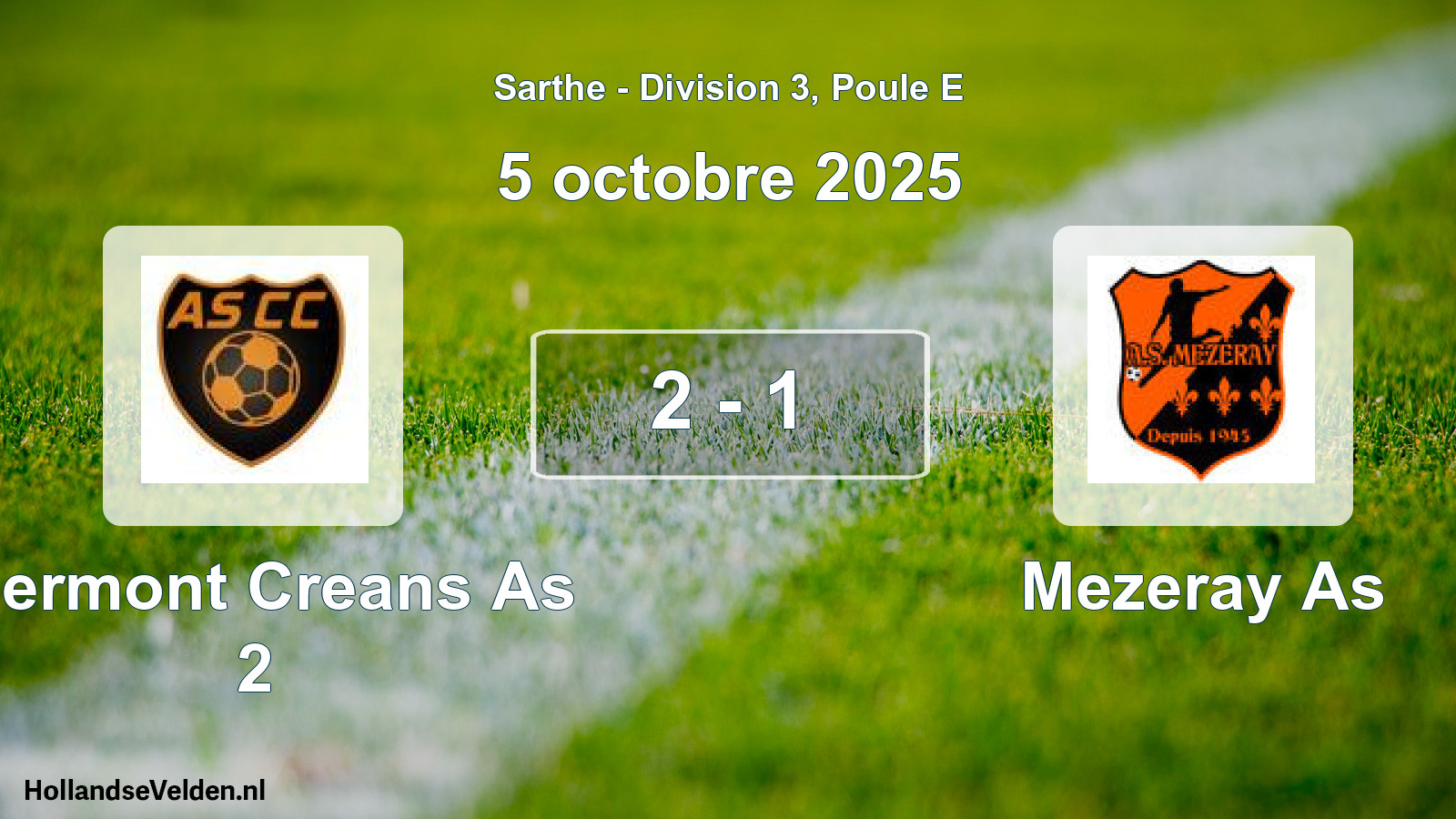 Gespeelde wedstrijd: Clermont Creans As 2 - Mezeray As 2 - 1 (5 octobre 2025)