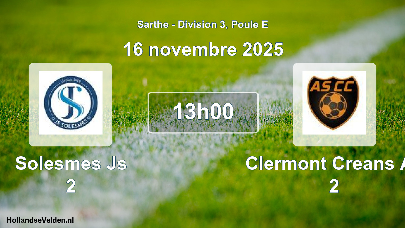 Geplande wedstrijd: Solesmes Js 2 - Clermont Creans As 2 (16 novembre 2025)