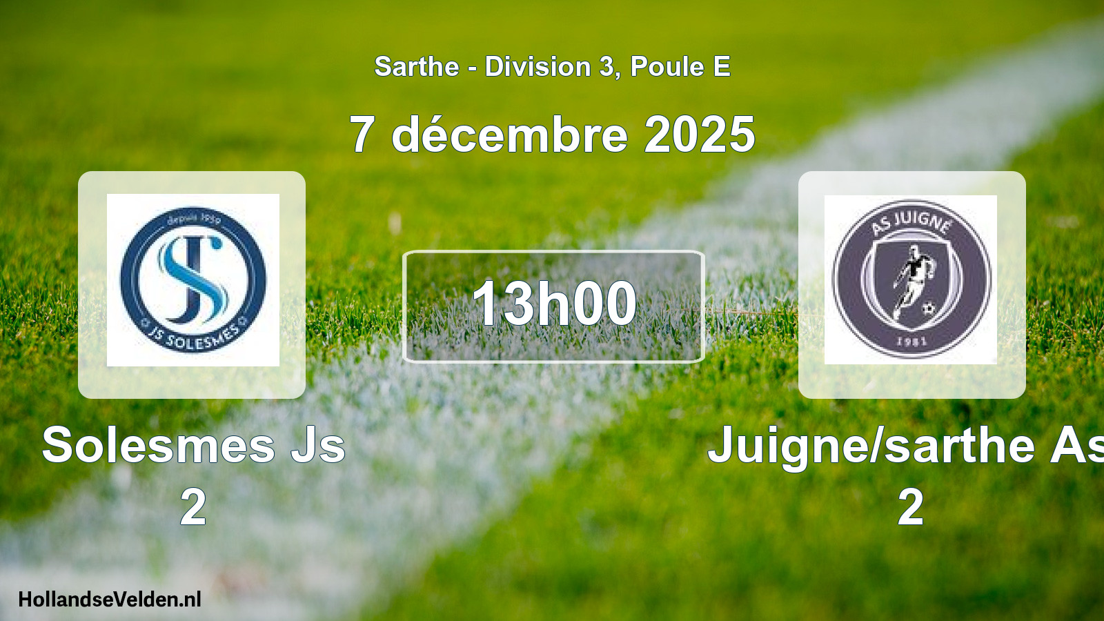 Geplande wedstrijd: Solesmes Js 2 - Juigne/sarthe As 2 (7 décembre 2025)