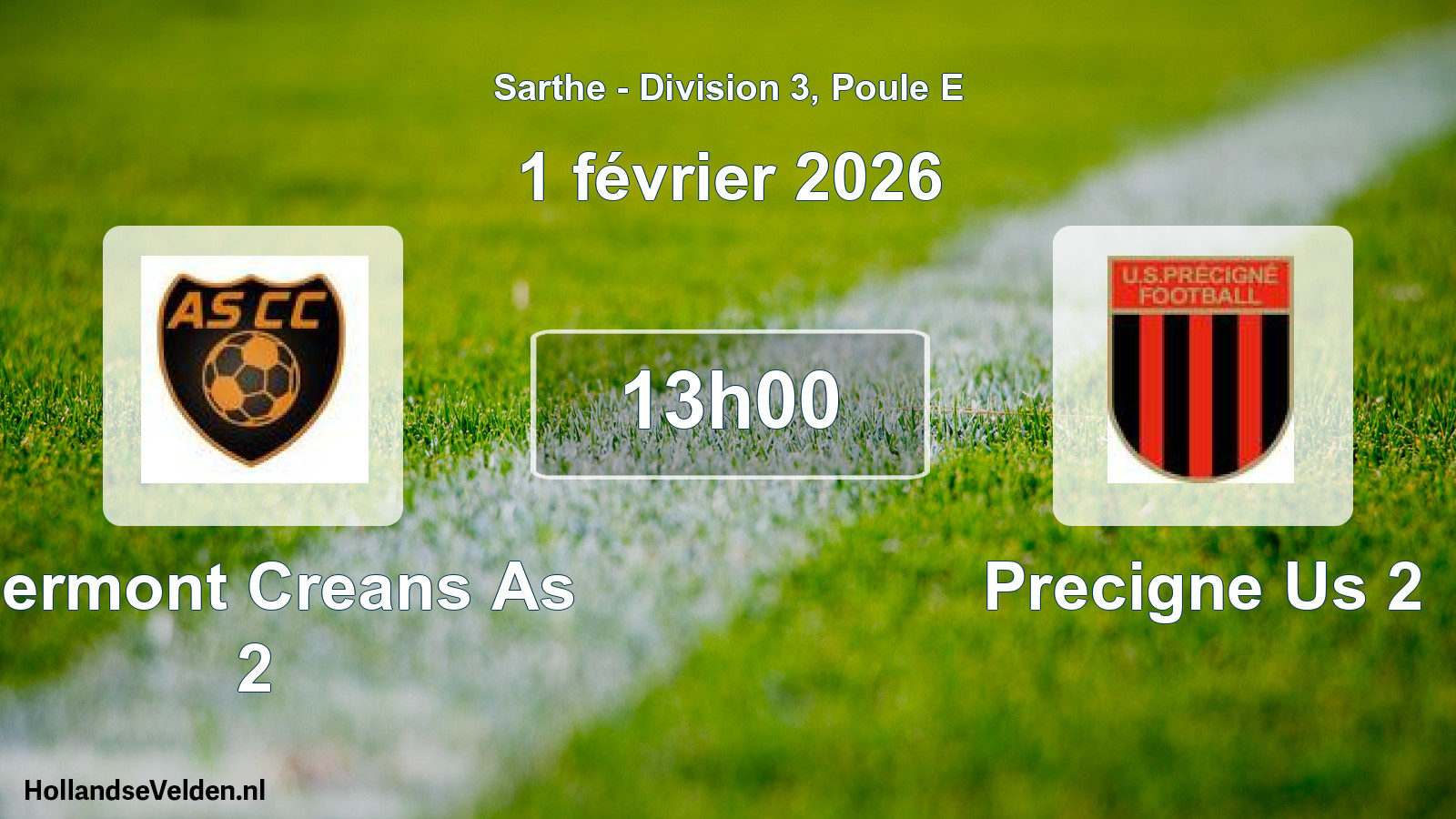 Geplande wedstrijd: Clermont Creans As 2 - Precigne Us 2 (1 février 2026)