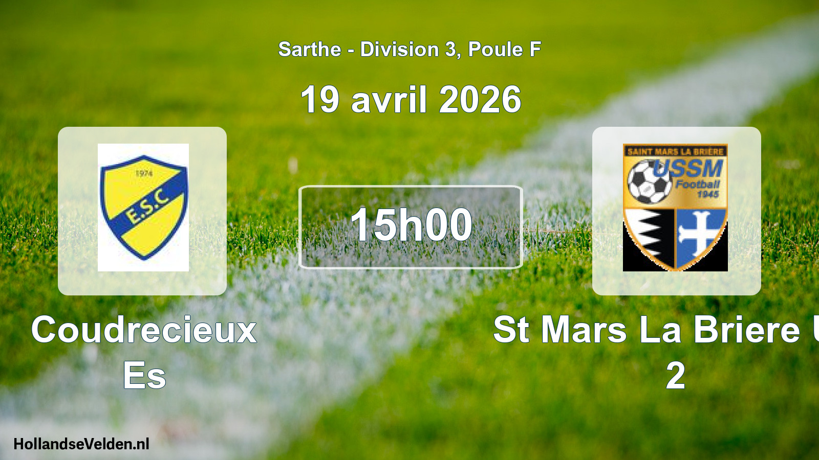 Scheduled Match: Coudrecieux Es - St Mars La Briere Us 2 (19 April 2026)