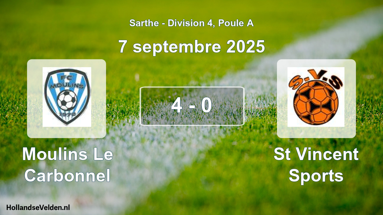 Gespeelde wedstrijd: Moulins Le Carbonnel - St Vincent Sports 4 - 0 (7 septembre 2025)
