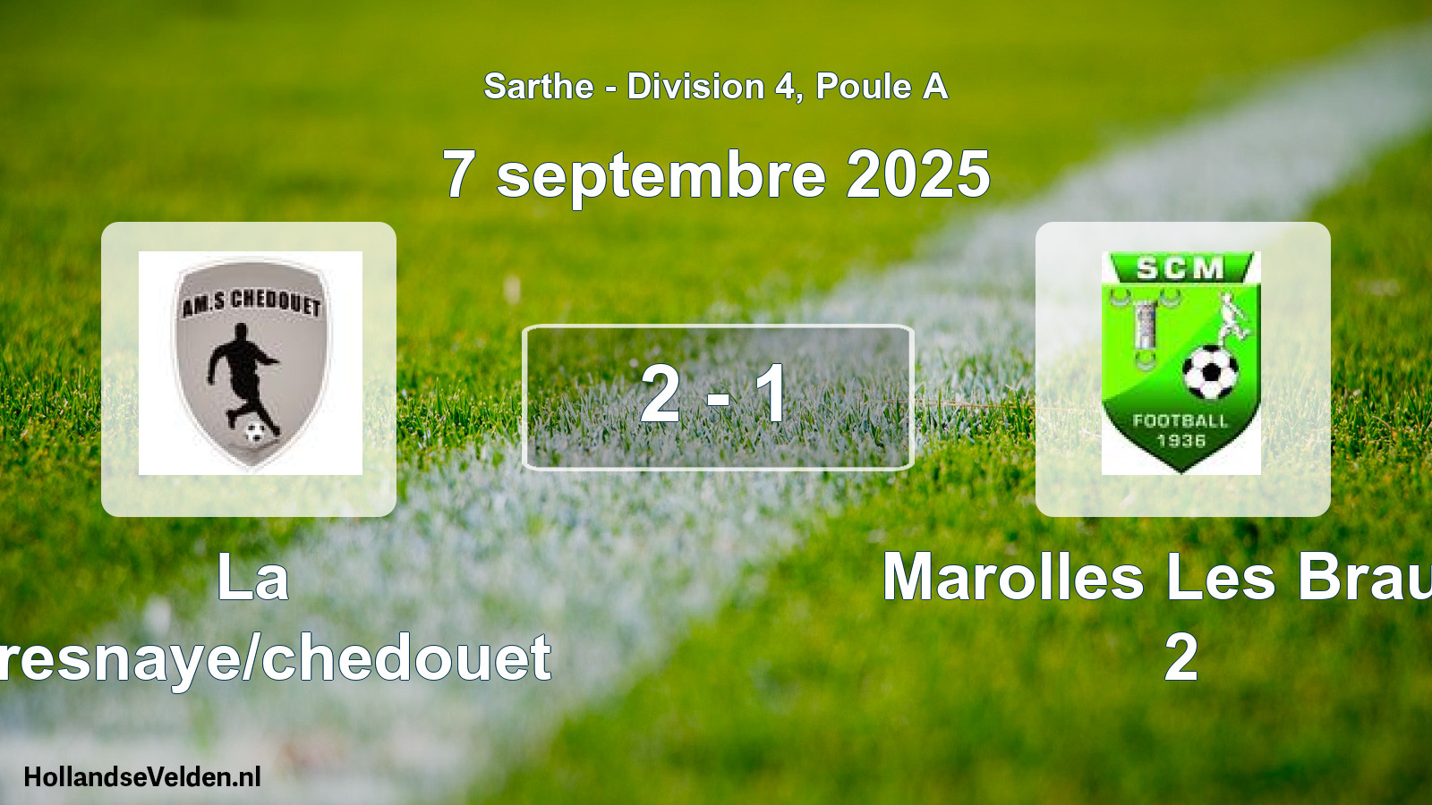 Total number of matches played: La Fresnaye/chedouet - Marolles Les Brault 2 2 - 1 (7 September 2025)