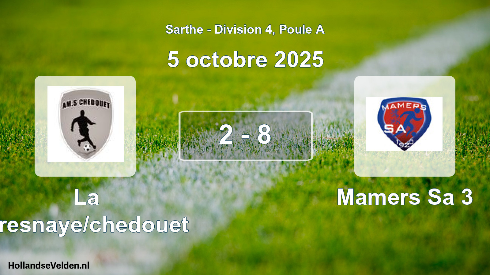 Total number of matches played: La Fresnaye/chedouet - Mamers Sa 3 2 - 8 (5 October 2025)