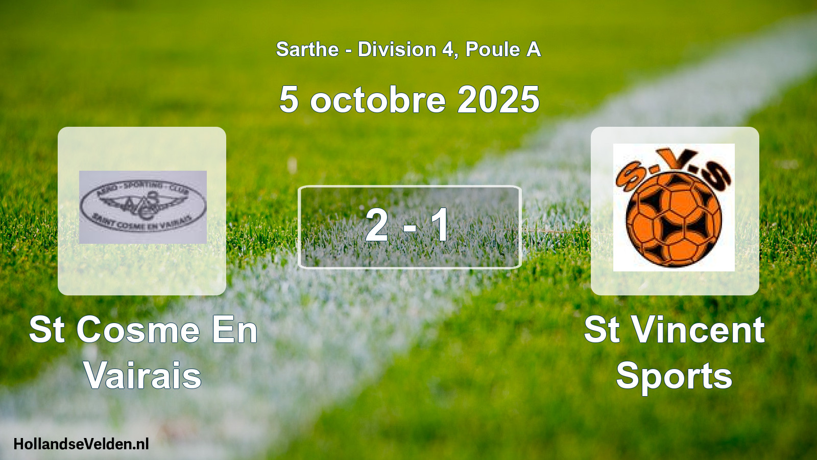 Gespeelde wedstrijd: St Cosme En Vairais - St Vincent Sports 2 - 1 (5 octobre 2025)