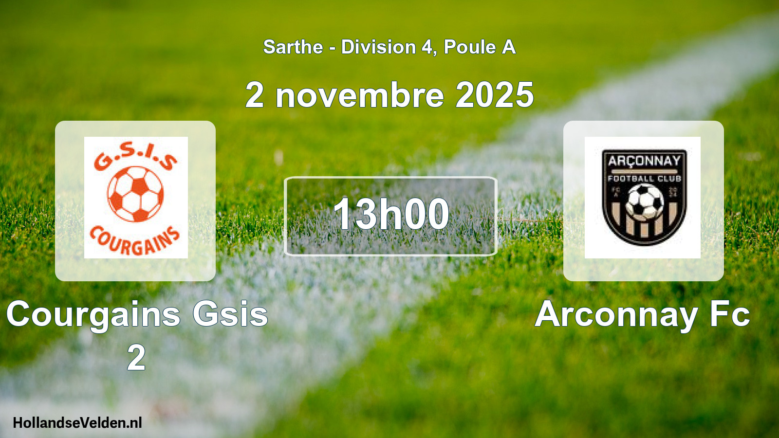 Geplande wedstrijd: Courgains Gsis 2 - Arconnay Fc (2 november 2025)