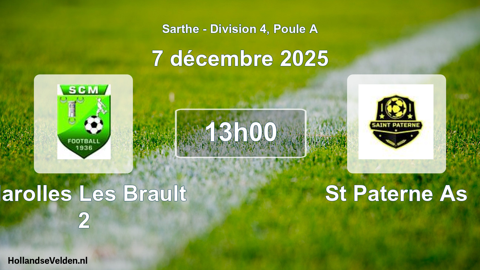Geplande wedstrijd: Marolles Les Brault 2 - St Paterne As (7 décembre 2025)