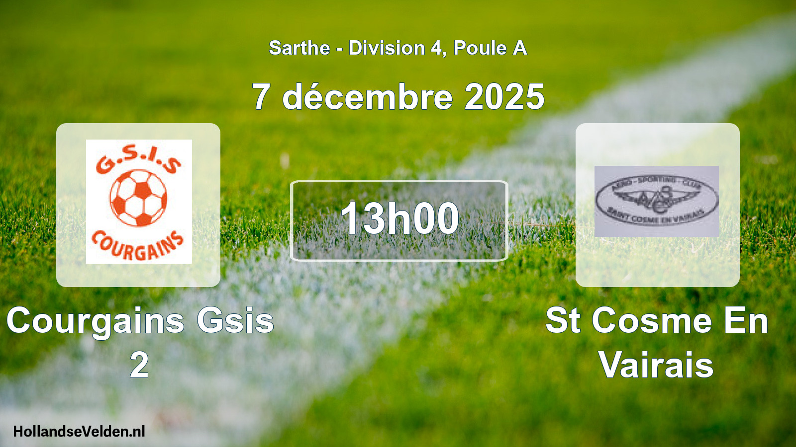 Geplande wedstrijd: Courgains Gsis 2 - St Cosme En Vairais (7 décembre 2025)