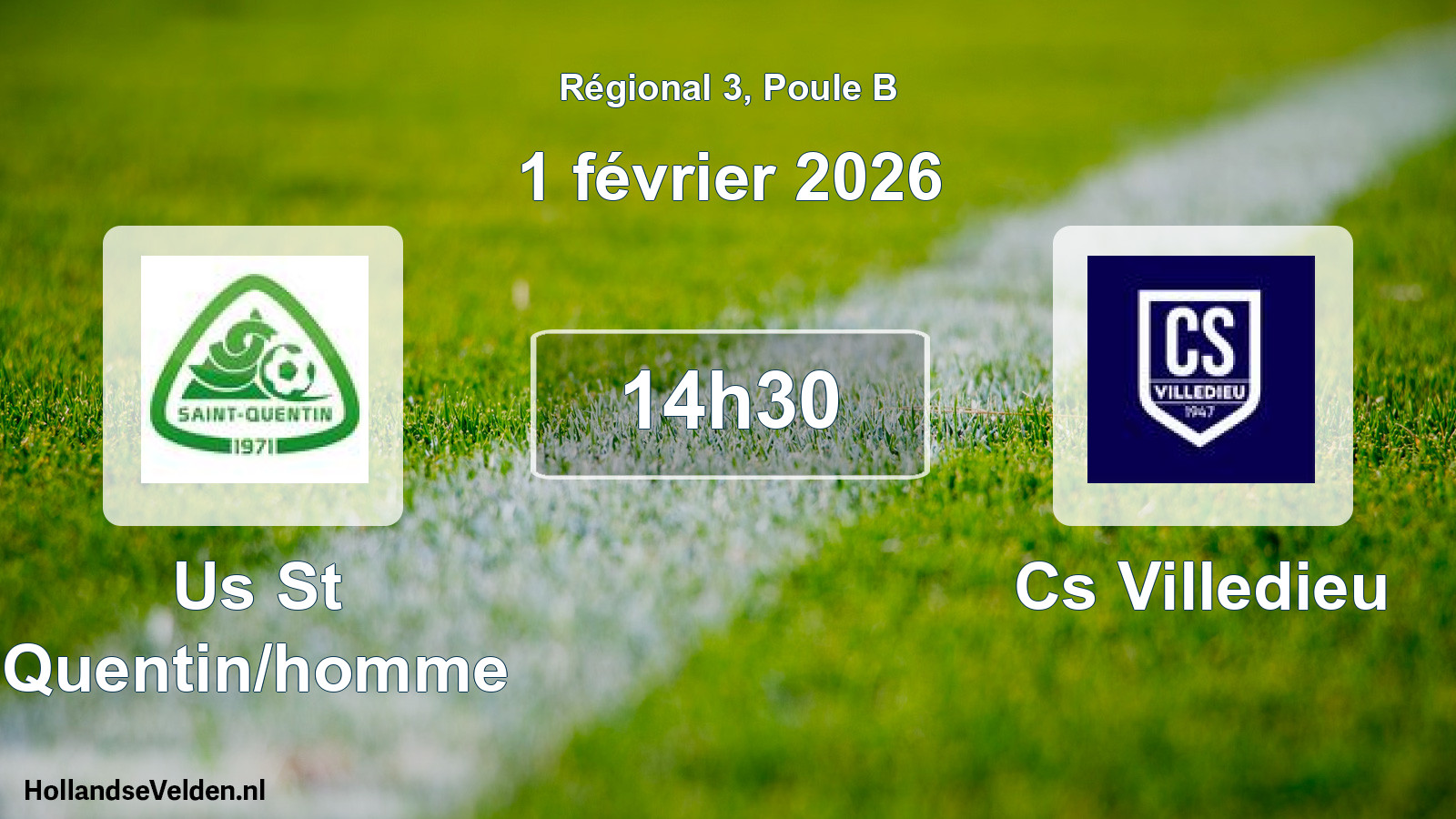 Geplande wedstrijd: Us St Quentin/homme - Cs Villedieu (1 février 2026)