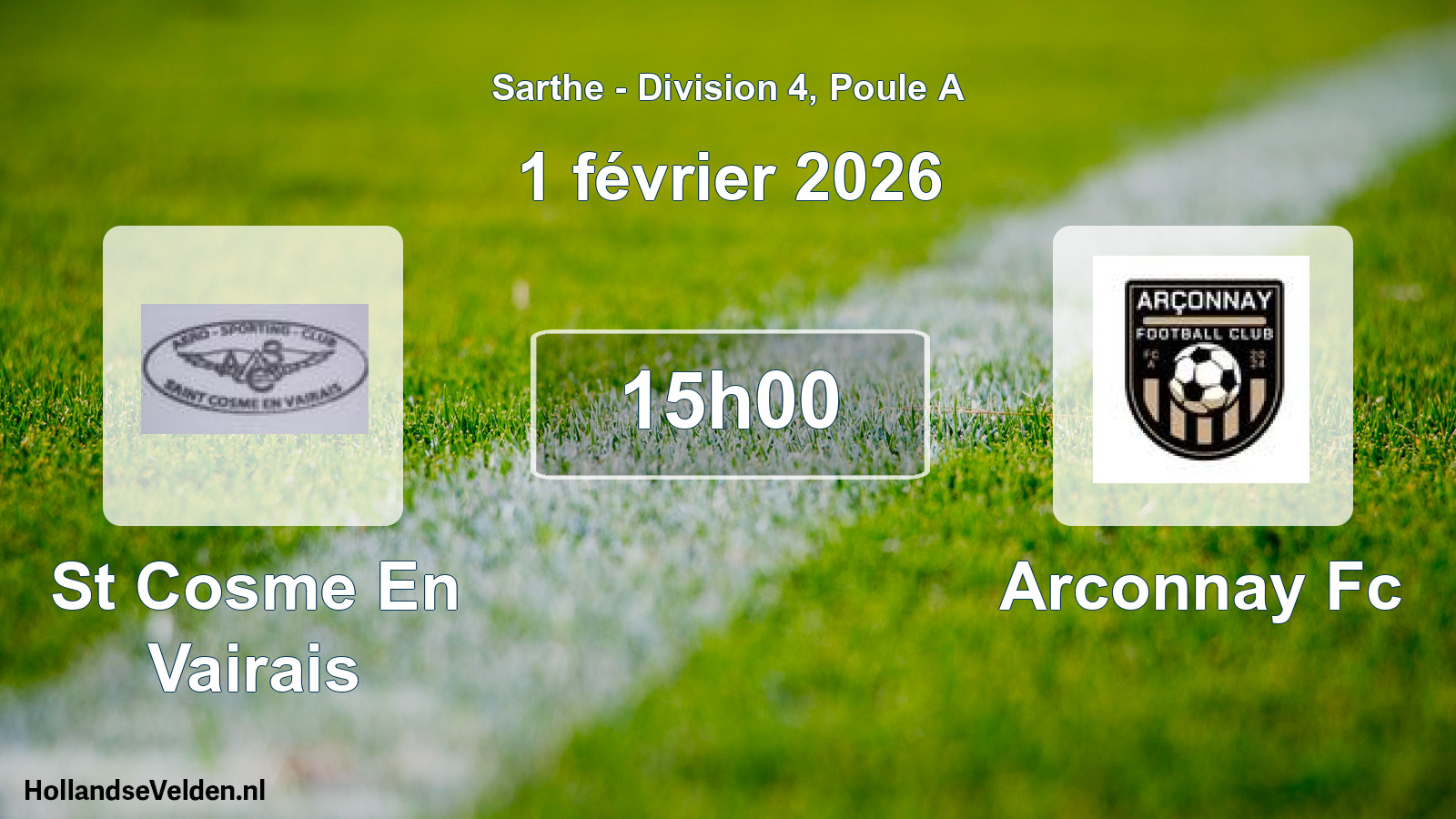 Scheduled Match: St Cosme En Vairais - Arconnay Fc (1 February 2026)