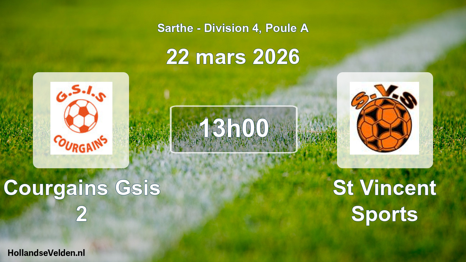 Geplande wedstrijd: Courgains Gsis 2 - St Vincent Sports (22 mars 2026)