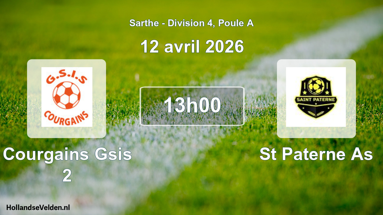 Geplande wedstrijd: Courgains Gsis 2 - St Paterne As (12 avril 2026)