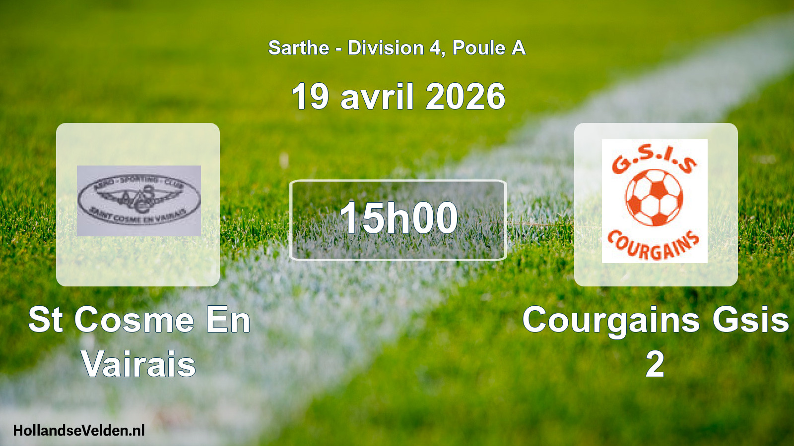 Geplande wedstrijd: St Cosme En Vairais - Courgains Gsis 2 (19 avril 2026)