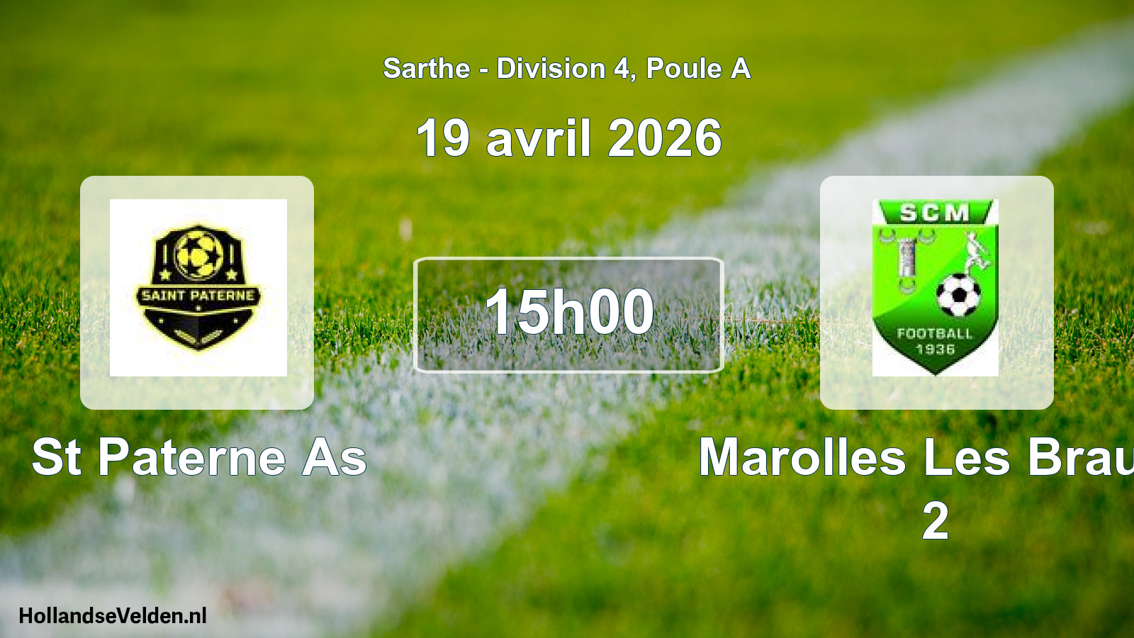 Geplande wedstrijd: St Paterne As - Marolles Les Brault 2 (19 avril 2026)