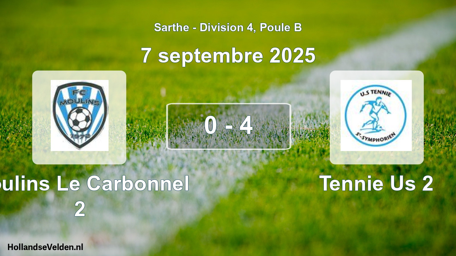 Gespeelde wedstrijd: Moulins Le Carbonnel 2 - Tennie Us 2 0 - 4 (7 septembre 2025)