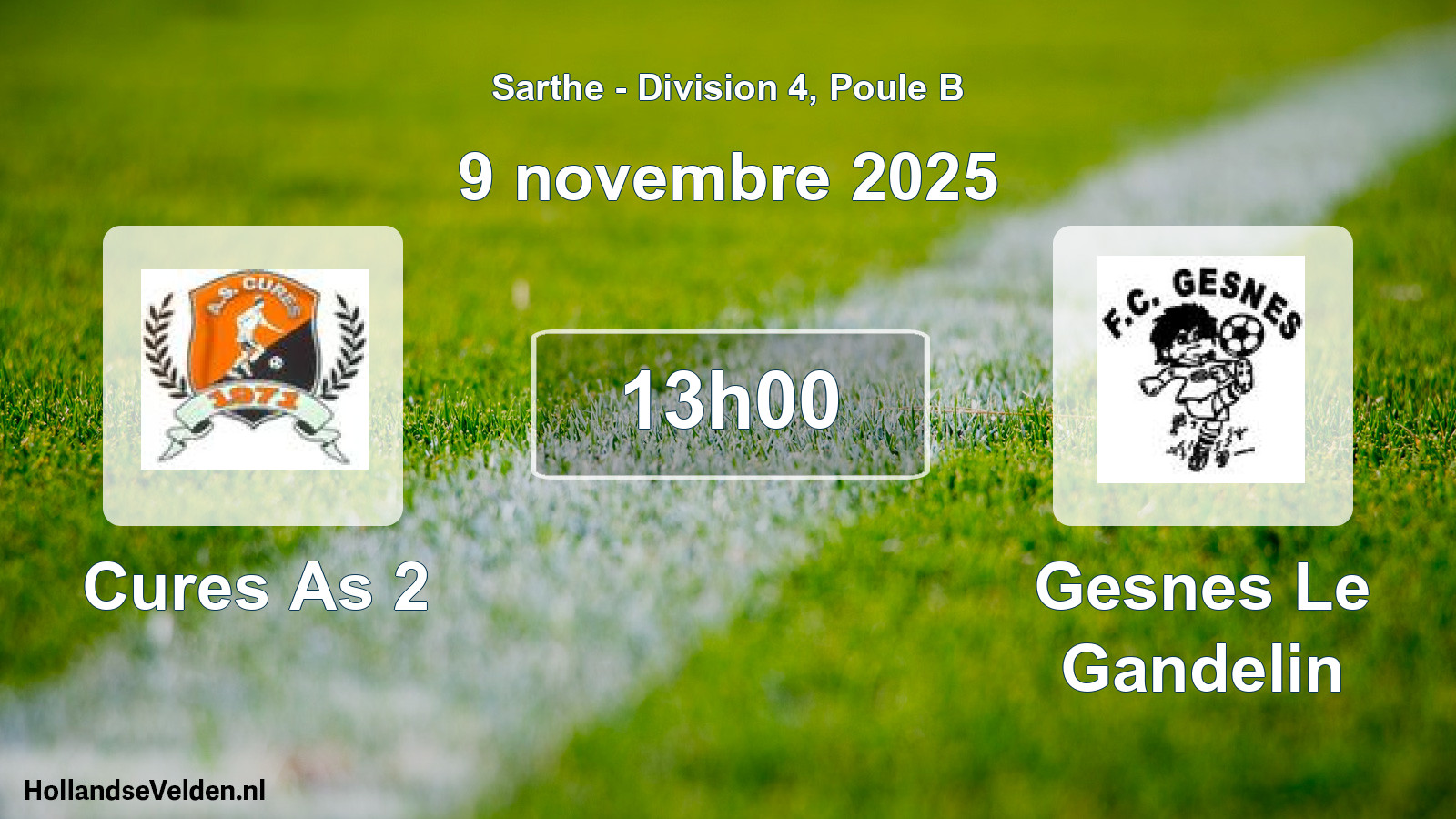 Geplande wedstrijd: Cures As 2 - Gesnes Le Gandelin (9 novembre 2025)