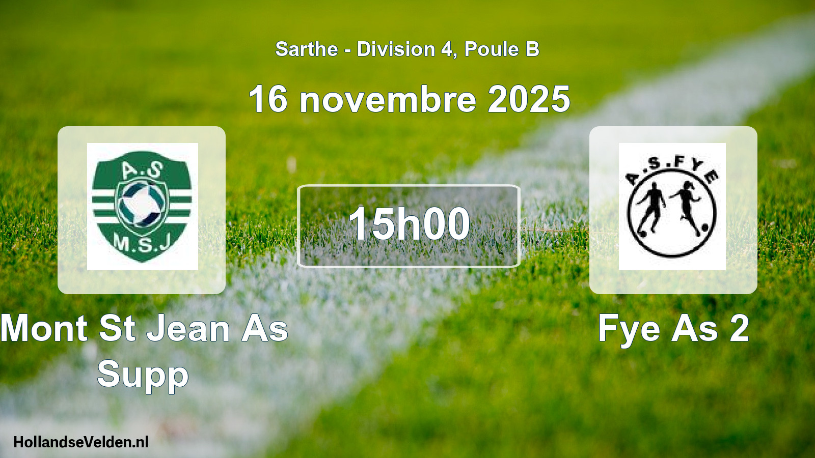 Geplande wedstrijd: Mont St Jean As Supp - Fye As 2 (16 novembre 2025)