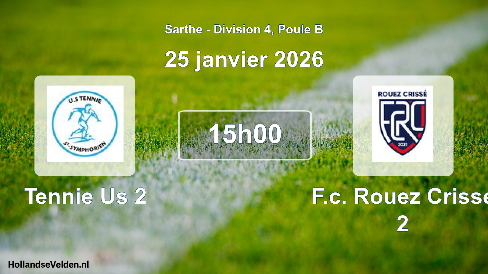 Scheduled Match: Tennie Us 2 - F.c. Rouez Crisse 2 (25 January 2026)