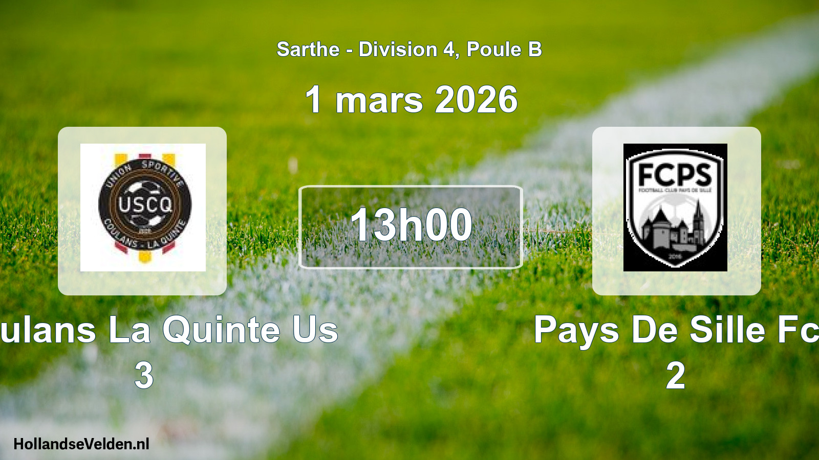 Geplande wedstrijd: Coulans La Quinte Us 3 - Pays De Sille Fc 2 (1 mars 2026)