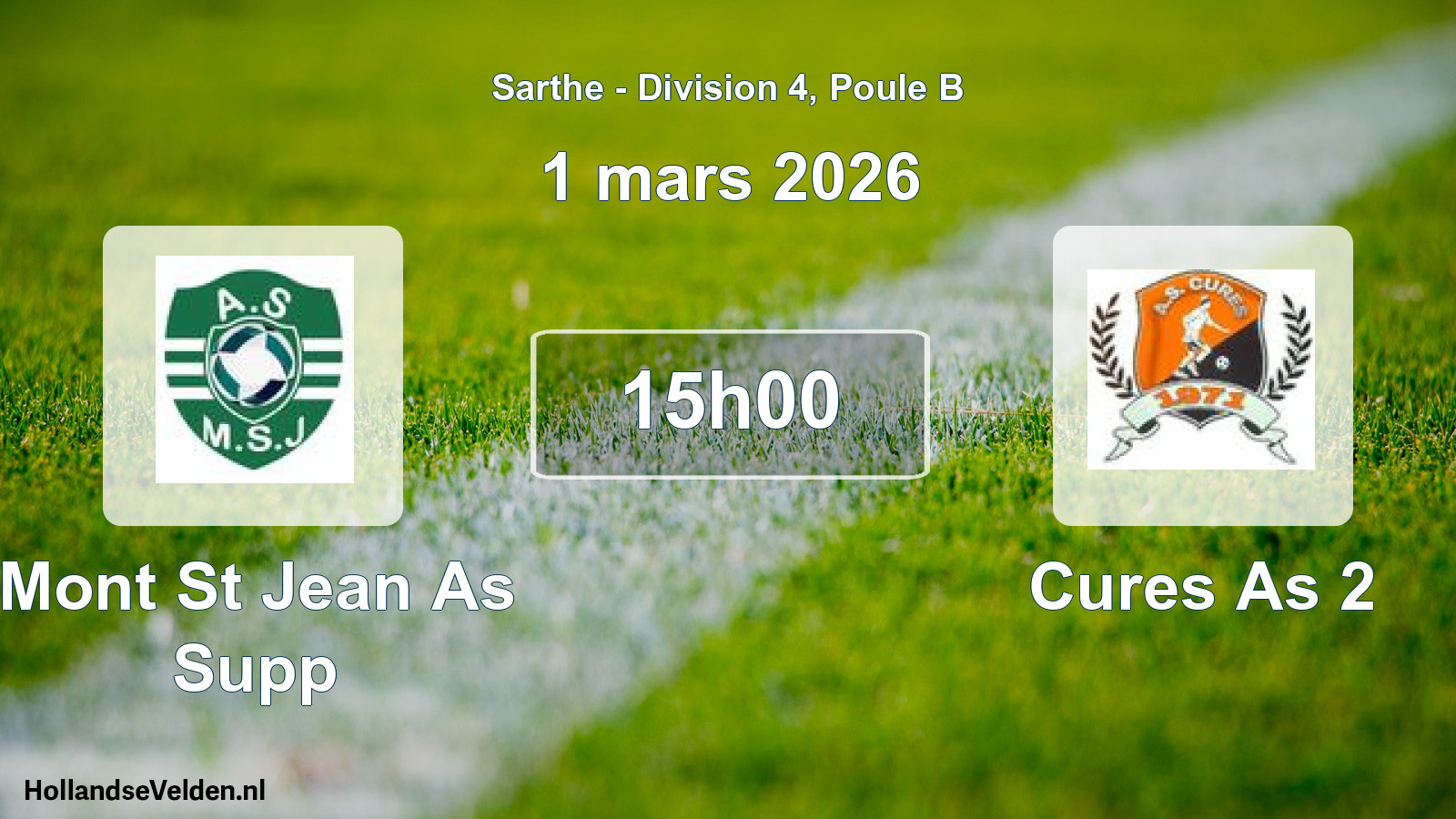 Scheduled Match: Mont St Jean As Supp - Cures As 2 (1 March 2026)