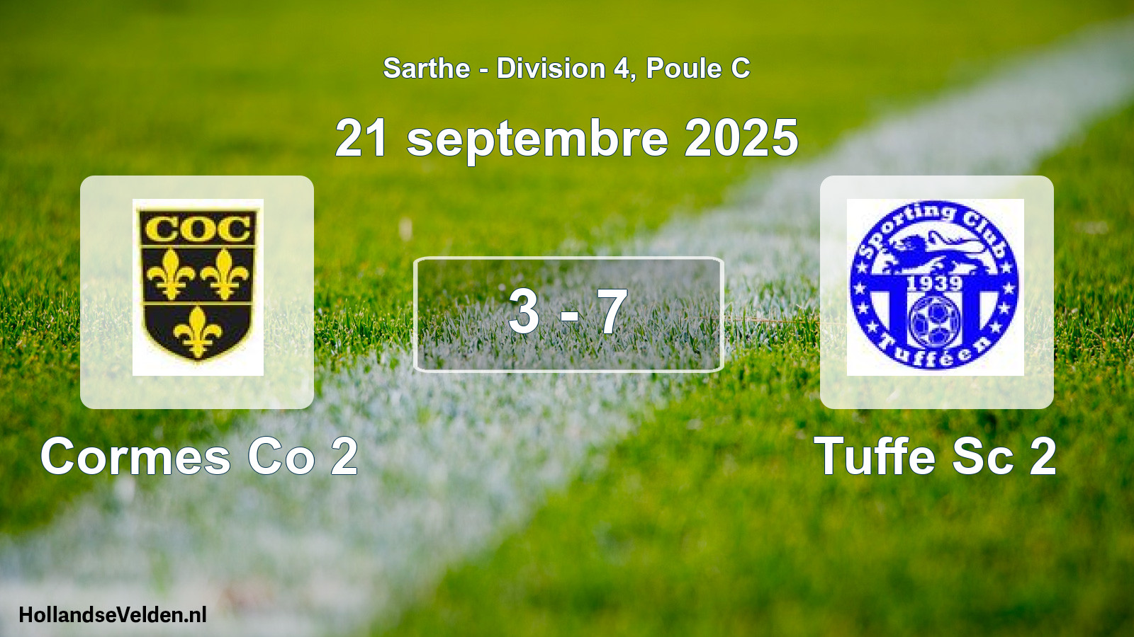 Gespeelde wedstrijd: Cormes Co 2 - Tuffe Sc 2 3 - 7 (21 septembre 2025)