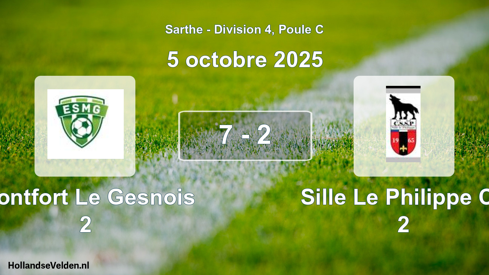 Gespeelde wedstrijd: Montfort Le Gesnois 2 - Sille Le Philippe Cs 2 7 - 2 (5 oktober 2025)