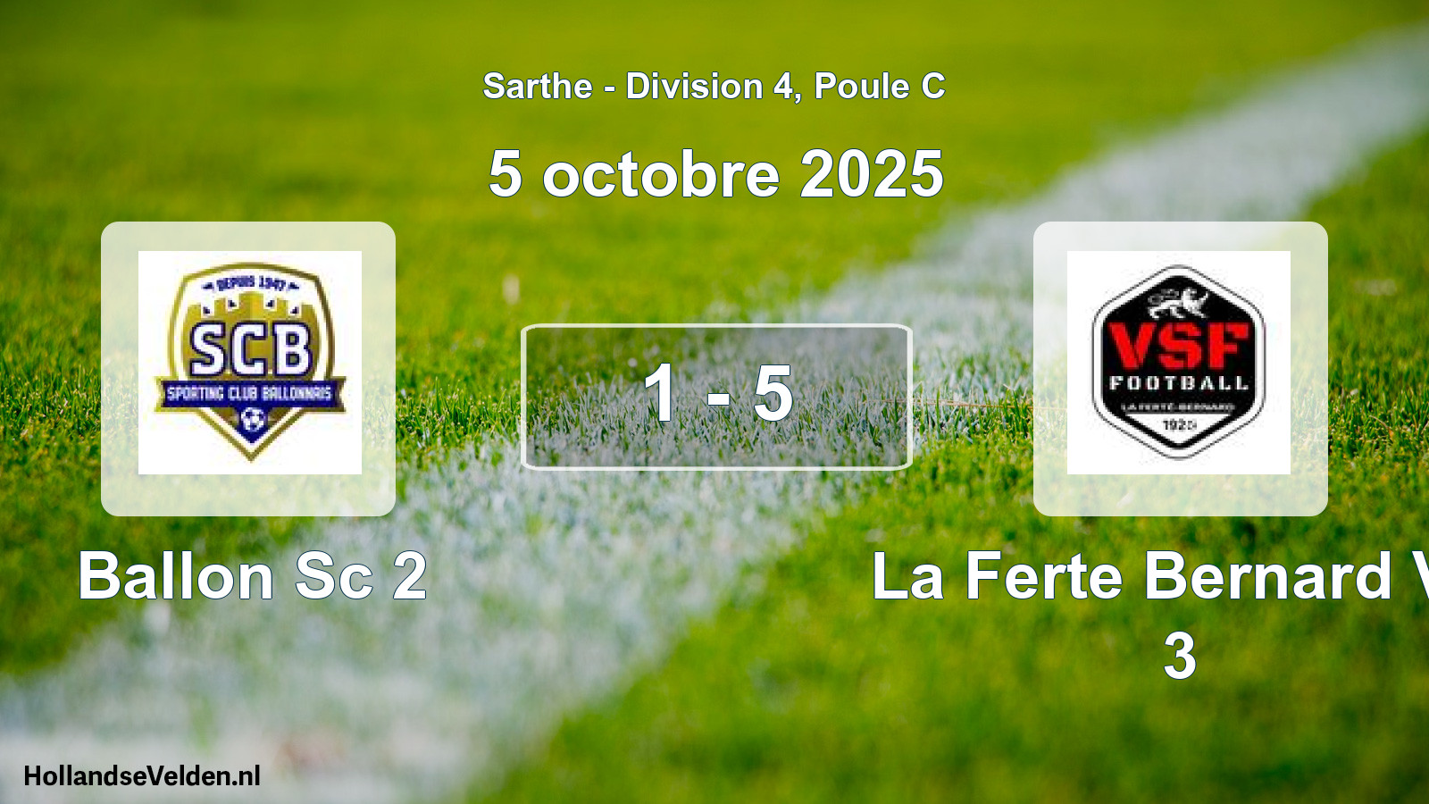 Gespeelde wedstrijd: Ballon Sc 2 - La Ferte Bernard Vs 3 1 - 5 (5 oktober 2025)