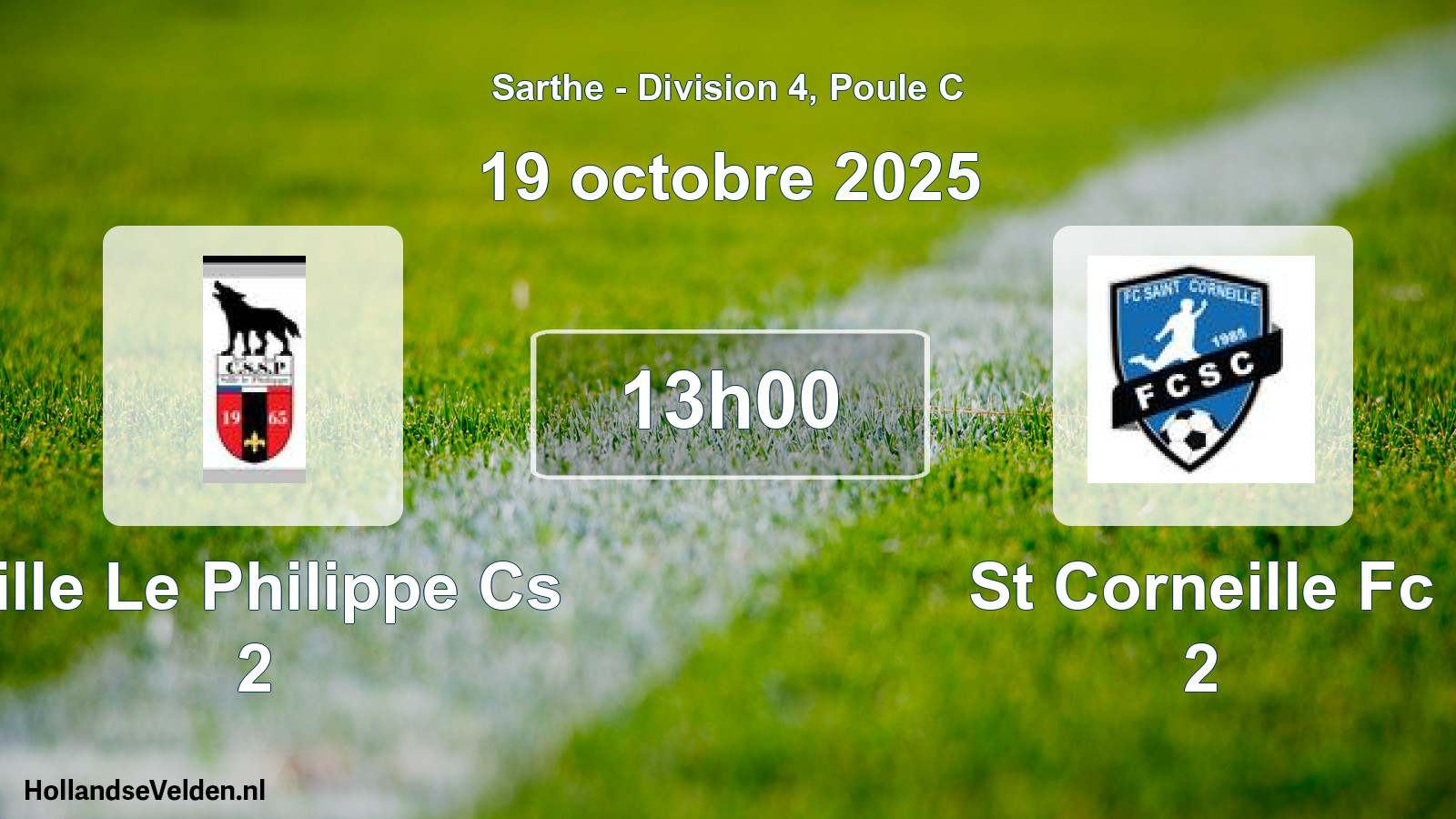 Geplande wedstrijd: Sille Le Philippe Cs 2 - St Corneille Fc 2 (19 oktober 2025)