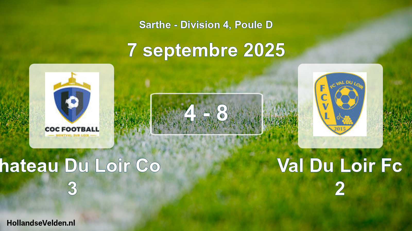 Total number of matches played: Chateau Du Loir Co 3 - Val Du Loir Fc 2 4 - 8 (7 September 2025)