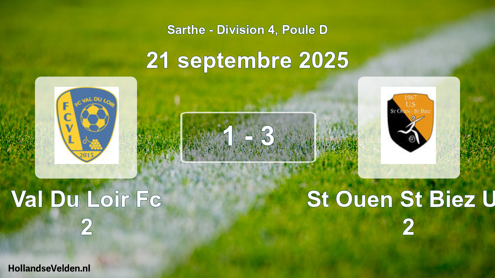 Gespeelde wedstrijd: Val Du Loir Fc 2 - St Ouen St Biez Us 2 1 - 3 (21 septembre 2025)