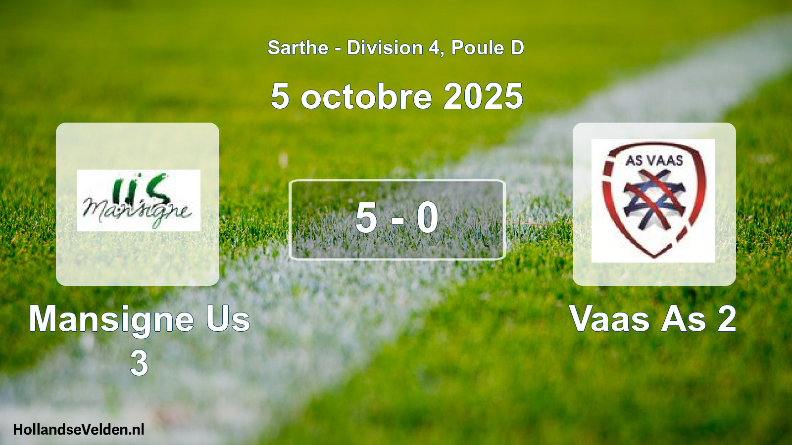 Gespeelde wedstrijd: Mansigne Us 3 - Vaas As 2 5 - 0 (5 octobre 2025)