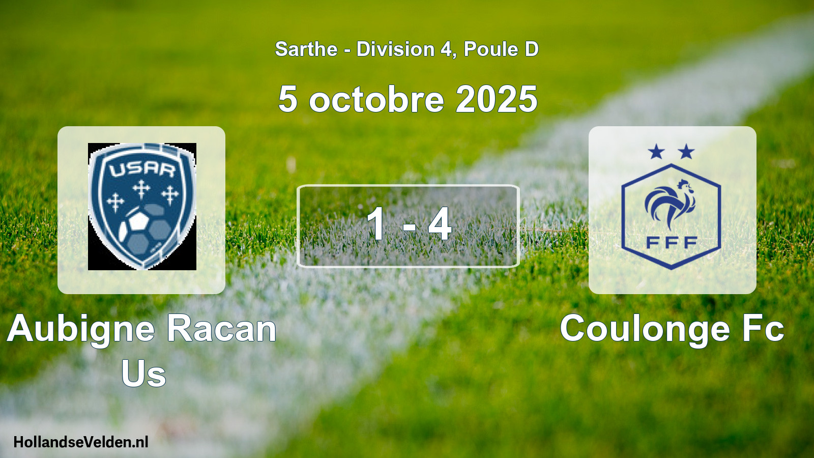 Gespeelde wedstrijd: Aubigne Racan Us - Coulonge Fc 1 - 4 (5 octobre 2025)