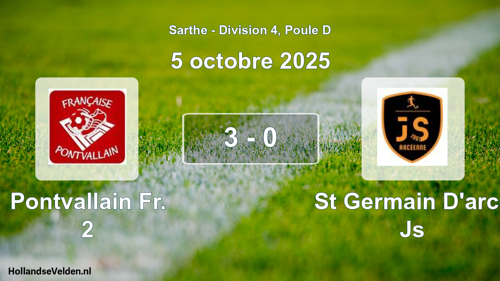 Total number of matches played: Pontvallain Fr. 2 - St Germain D'arce Js 3 - 0 (5 October 2025)