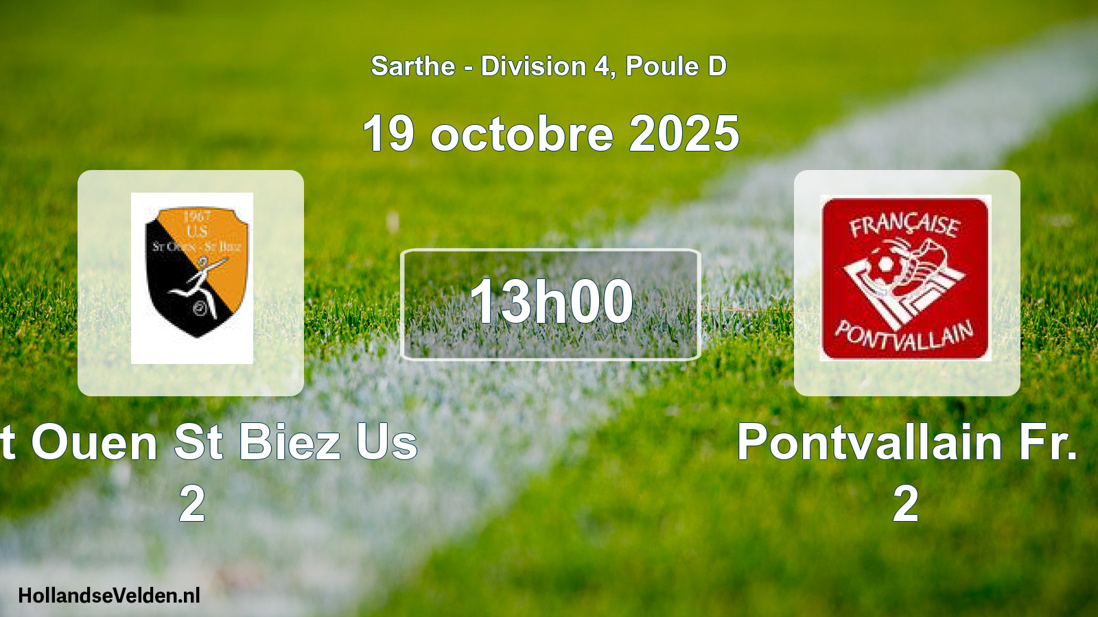 Geplande wedstrijd: St Ouen St Biez Us 2 - Pontvallain Fr. 2 (19 octobre 2025)