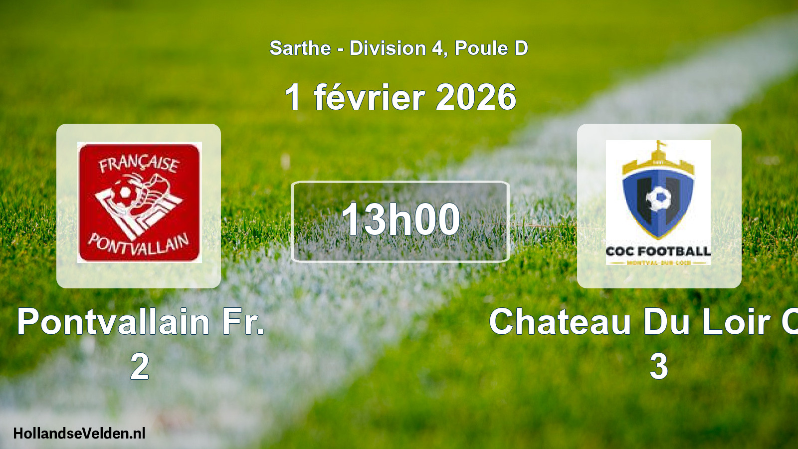 Geplande wedstrijd: Pontvallain Fr. 2 - Chateau Du Loir Co 3 (1 février 2026)