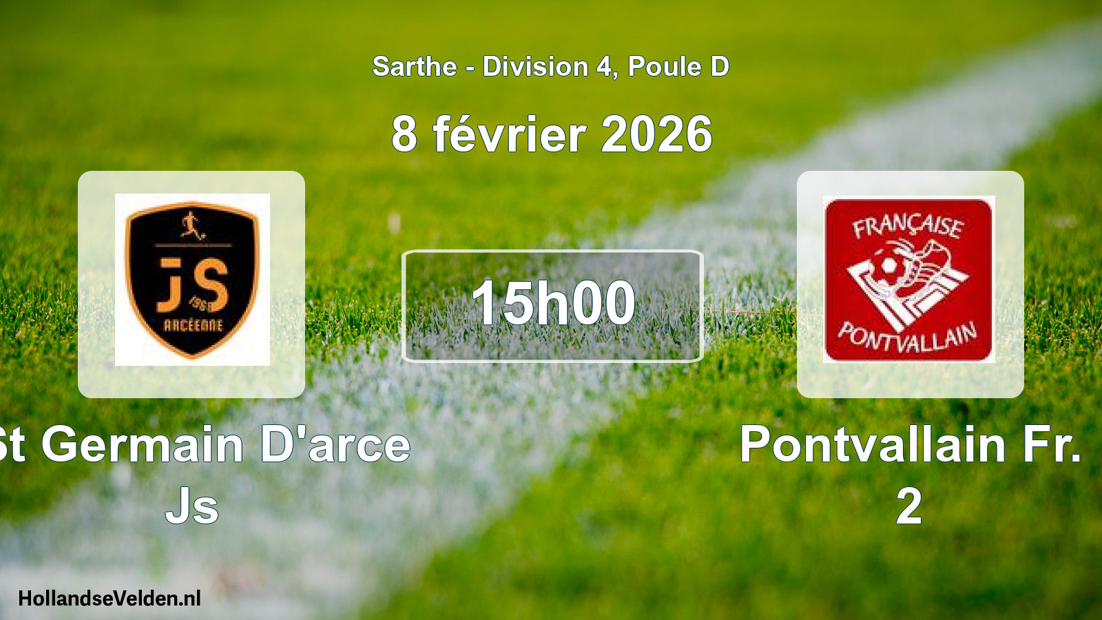 Geplande wedstrijd: St Germain D'arce Js - Pontvallain Fr. 2 (8 février 2026)