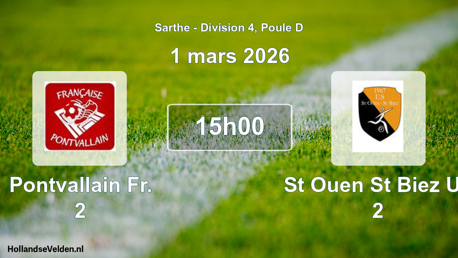 Geplande wedstrijd: Pontvallain Fr. 2 - St Ouen St Biez Us 2 (1 maart 2026)