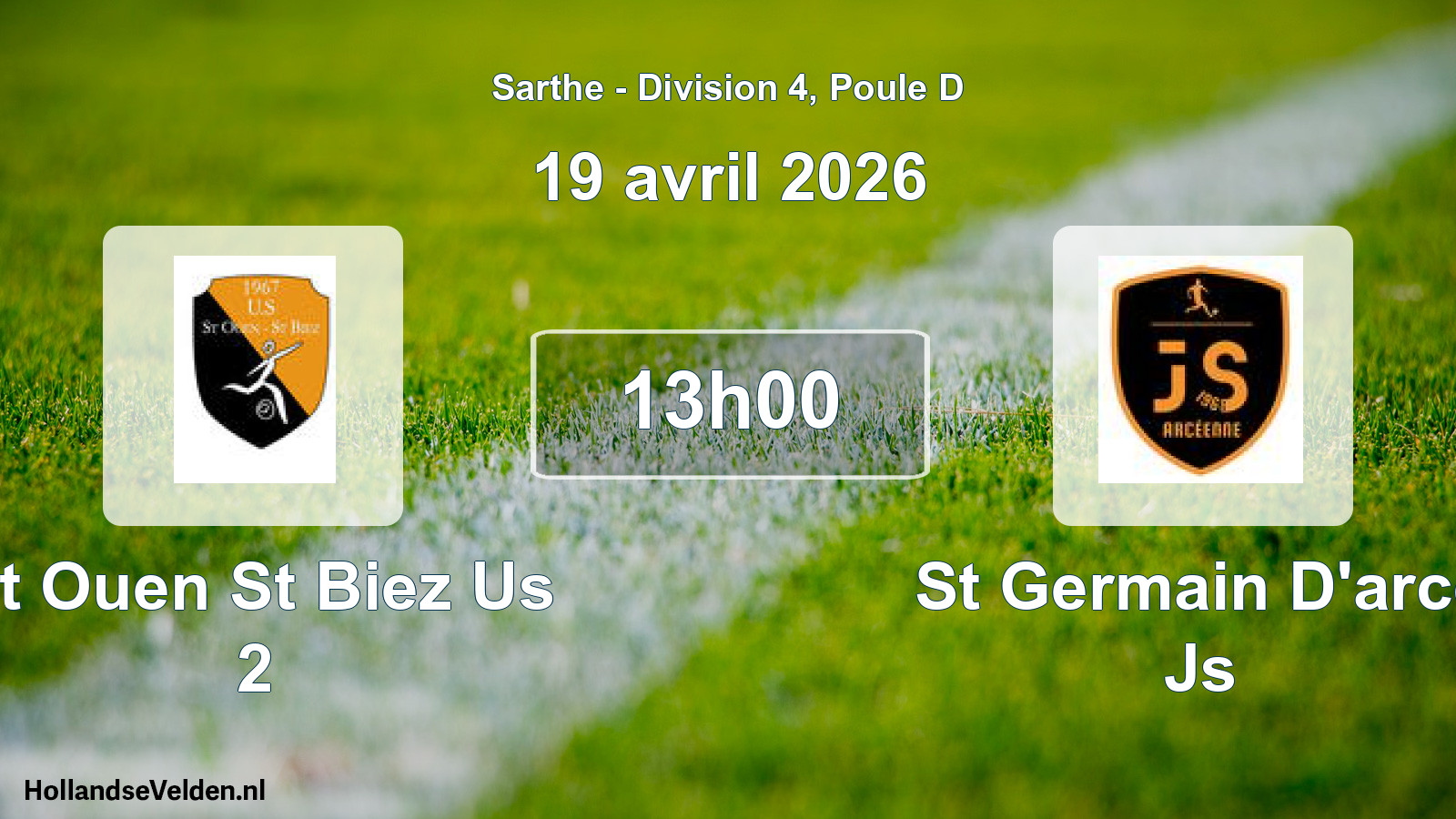 Geplande wedstrijd: St Ouen St Biez Us 2 - St Germain D'arce Js (19 april 2026)