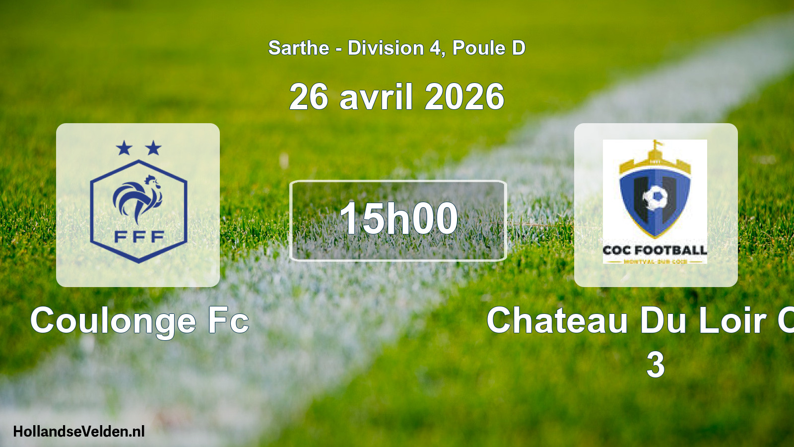 Geplande wedstrijd: Coulonge Fc - Chateau Du Loir Co 3 (26 april 2026)