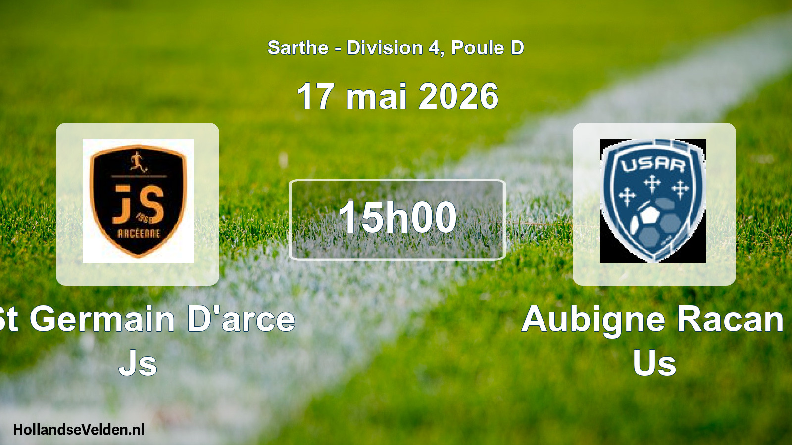 Geplande wedstrijd: St Germain D'arce Js - Aubigne Racan Us (17 mai 2026)