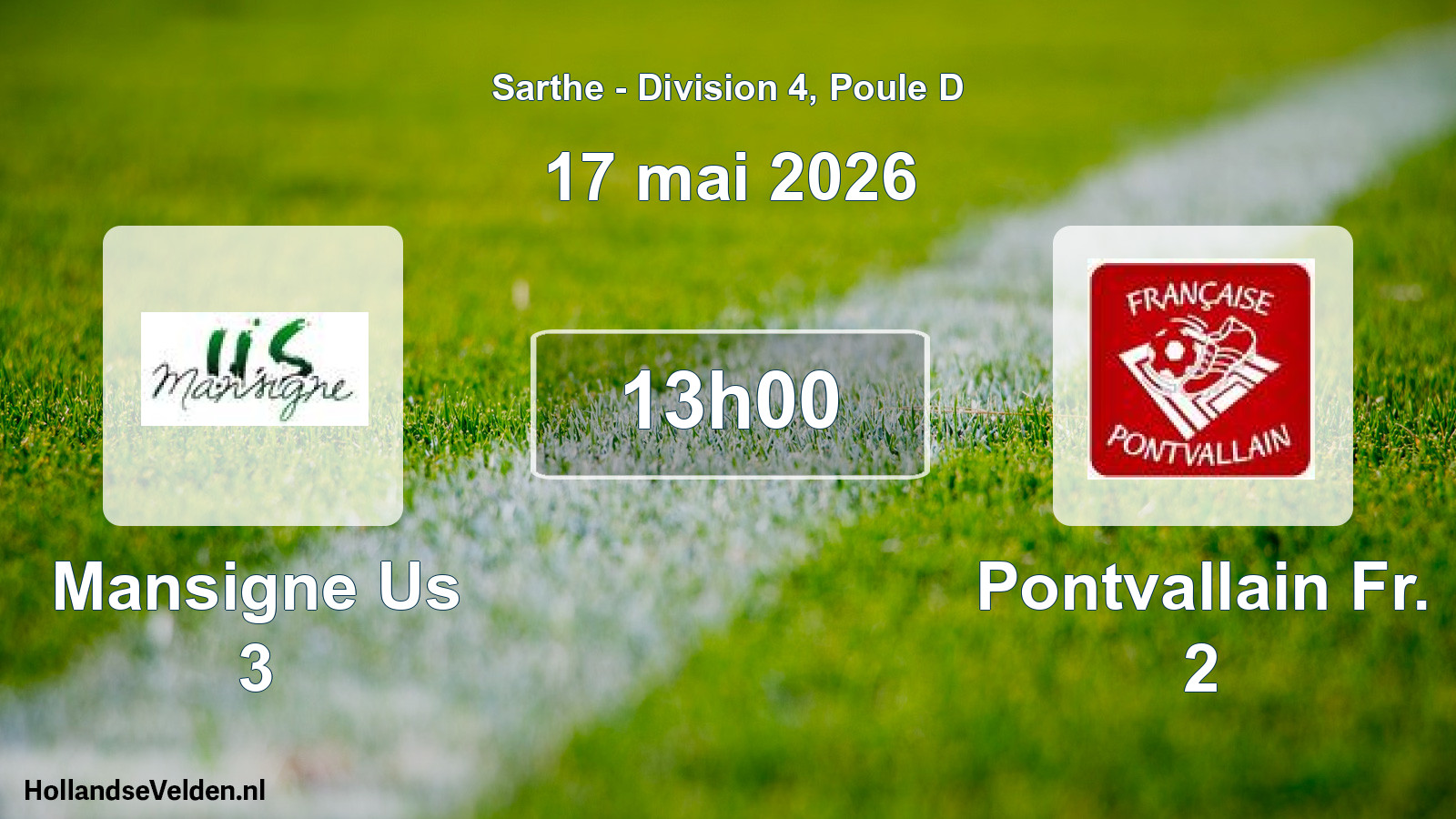 Geplande wedstrijd: Mansigne Us 3 - Pontvallain Fr. 2 (17 mai 2026)