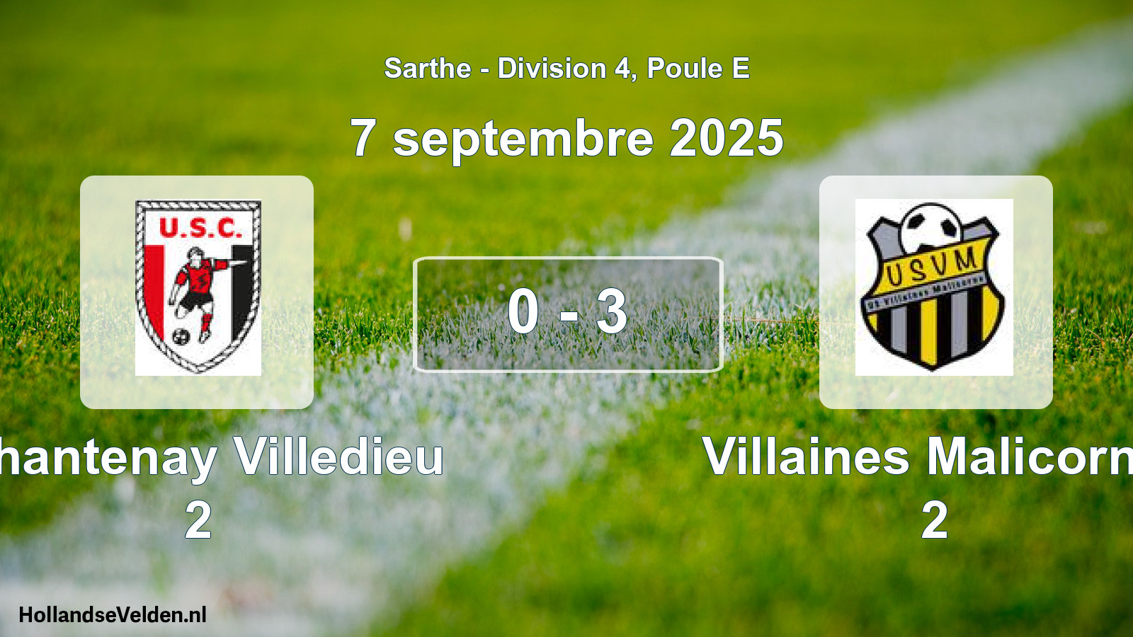 Gespeelde wedstrijd: Chantenay Villedieu 2 - Villaines Malicorne 2 0 - 3 (7 septembre 2025)